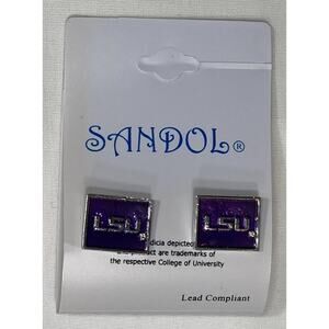 New LSU Tigers Women's Stud Square Stud Earrings, NCAA